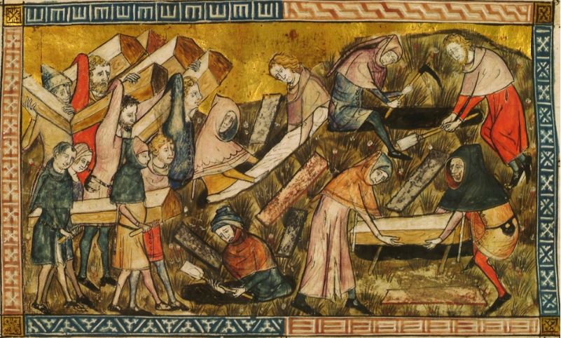 Great Plague - Black Death pandemic burial in Tournai France